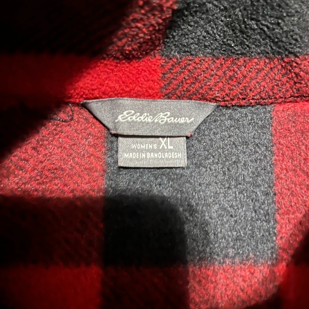 Eddie Bauer Plaid Fleece Quarter Zip